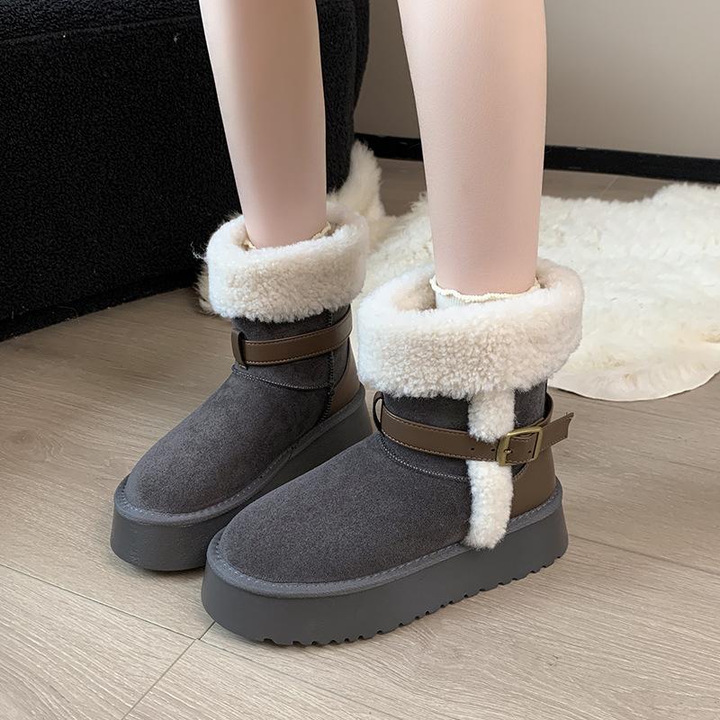 Dámská móda Lehká měkká podrážka S přezkou Kožešinová ústa Zimní teplé Kožešinové Jedny Sněhule Polstrované S podšívkou Protiskluzové Ležérní Sportovní Bavlněné Boty