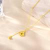 Four-Leaf Clover Gold Bead Necklace - Women's Light Luxury Fish Scale Lucky Clover Clavicle Chain