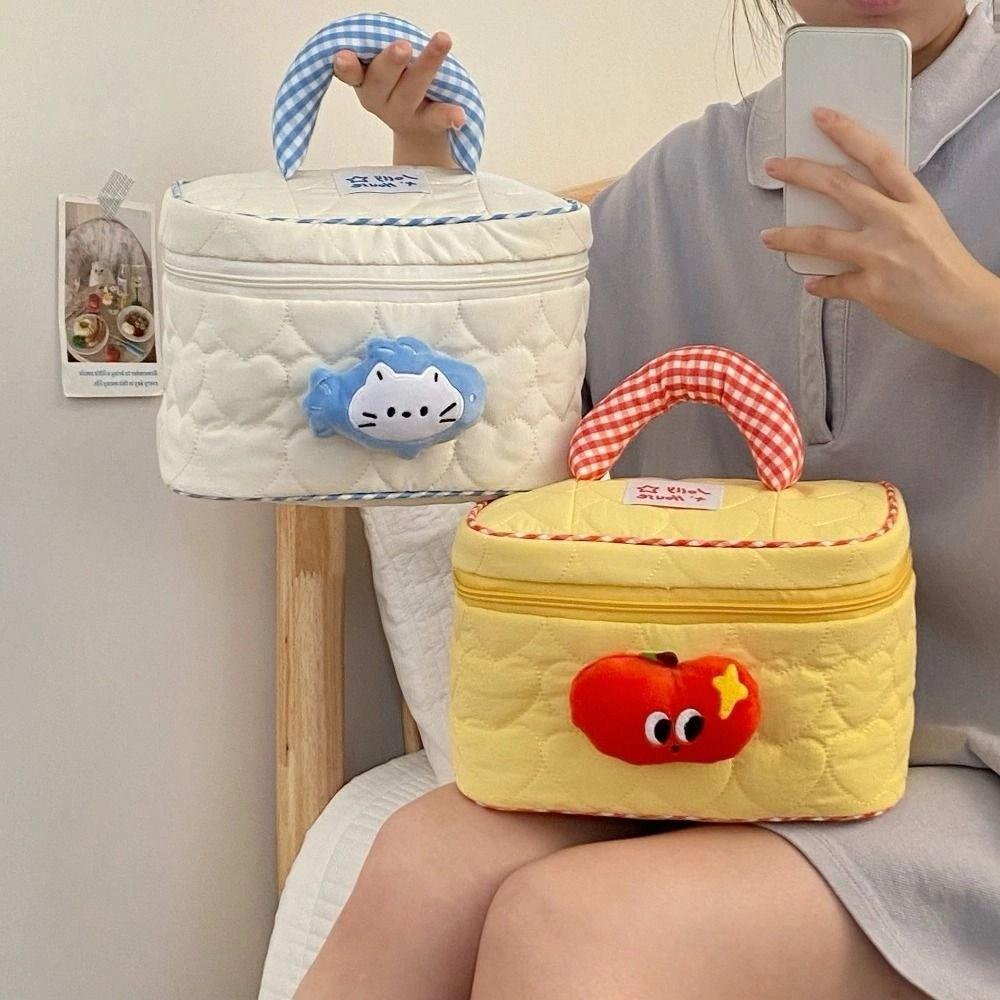 Dopamine Color Cute Cabin Makeup Bag Kawaii Toiletry Bag Portable Handheld Cosmetic Case  Travel
