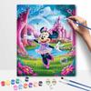Disney Oil Painting DIY Digital Painting Minnie Mouse Castle Bubble Landscape HandPainted Living Room Entryway Wall Art.