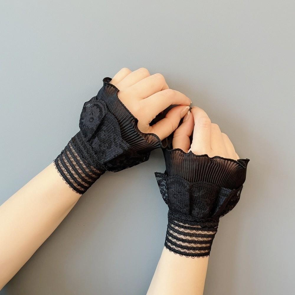 Ruffle False Wrist Cuffs Mesh Lace Fake Cuffs Universal Detachable Sleeves  Halloween
