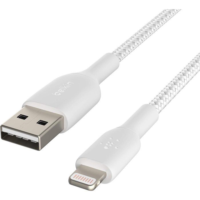 Câble tressé - BELKIN - Lightning vers USB-A - 2 m - Blanc