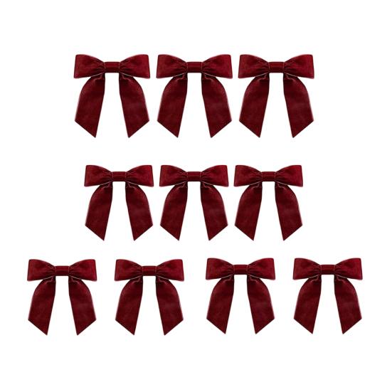 Große Schleifen für Geschenkboxen 10 Stück Samt-Weihnachtsschleifen, 11x12,5cm Band-Ornament mit integriertem Kabelbinder Kranzdekorationen Weihnachtsbaum und Box, Festlich