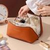 PU Leather Handheld Cosmetic Case Portable Travel Toiletry Bag Trendy Pillow Makeup Bag  Travel