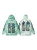 American High Street Washed Print Loose Casual Hoodie Sweatshirt for Couples
