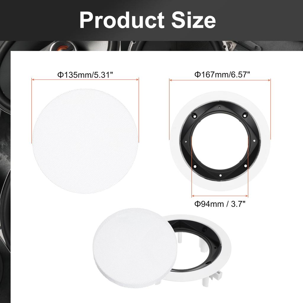 Uxcell Ceiling Speaker Grille Cover White Round Metal Magnetic Dust Cover for Sound Systems In-Mount & Base, 4-inch