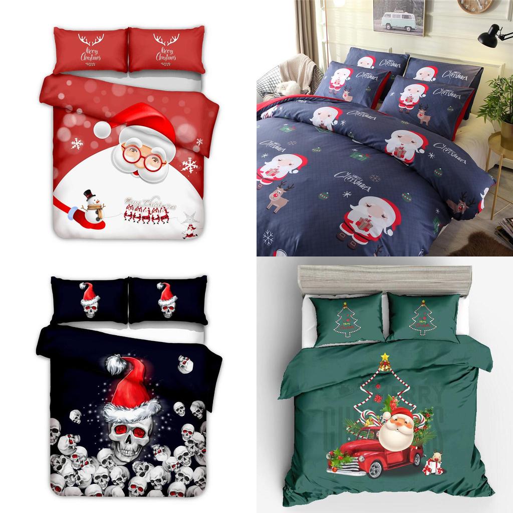 Premium Quality Father Christmas Duvet Cover Set Single Double King Size Bedding