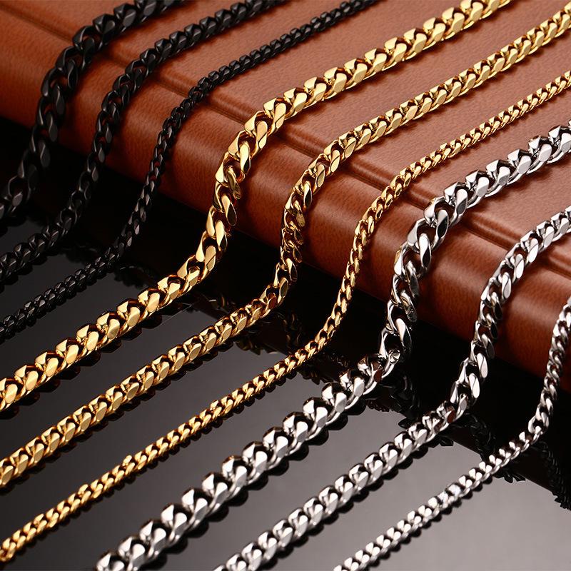 Collana e Bracciale da Uomo Catena Cubana Oro 2025 - Acciaio Inossidabile, 3/5/7/9mm