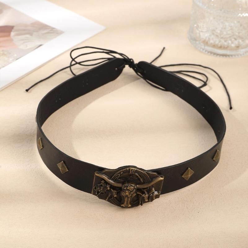 Adjustable PU Belt With Decorative Bull Head buckles For Western Fashion Enthusiasts And Theme Event