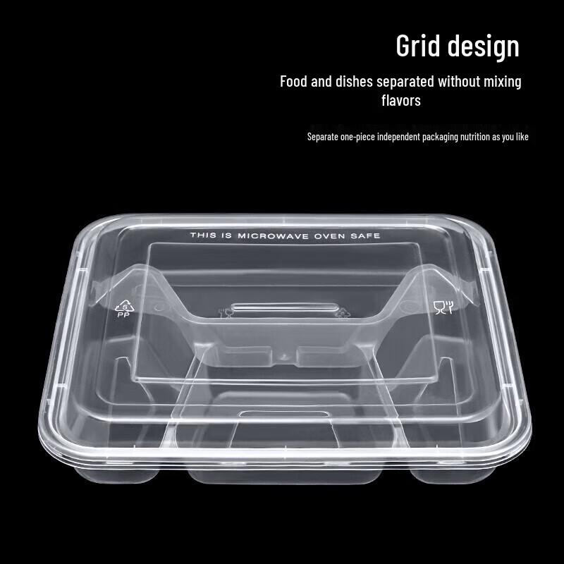 Disposable 4-Compartment Meal Prep Containers with Lids