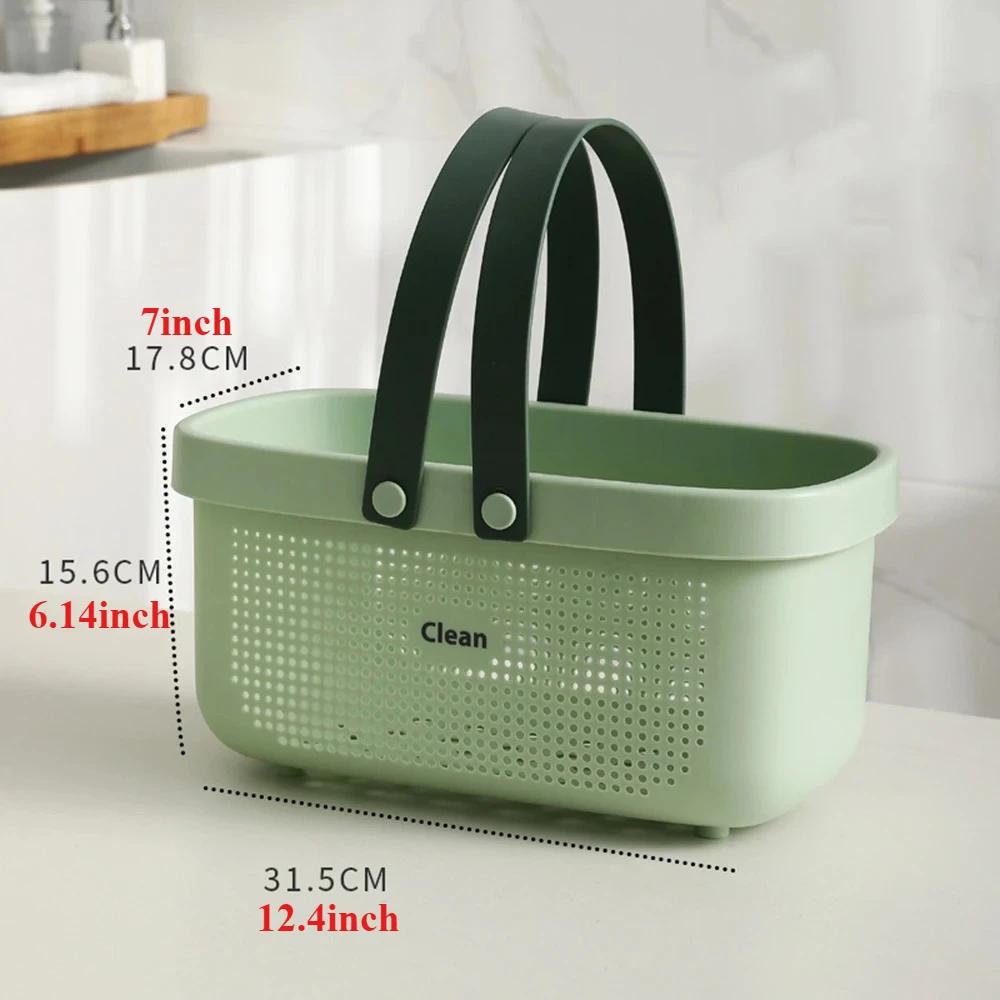 Plastic Storage Basket with Silicone Handles Large Capacity Clothes Organizer for Shower Room Bathroom Washhouse Bathroom Basket