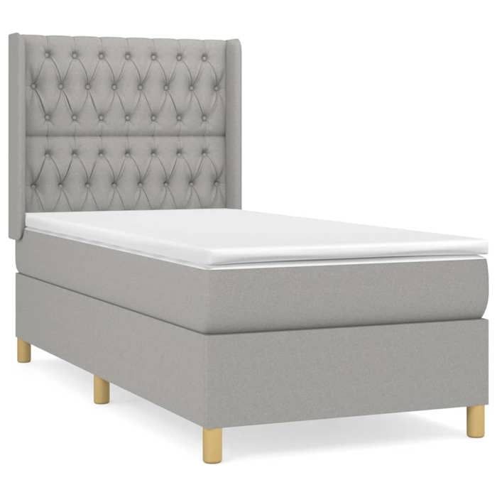 Maison Exclusive - Sommier à lattes de lit et matelas Gris clair 90x190 cm Tissu
