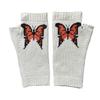 Embroidery Butterfly Pattern Knitted Gloves Winter Half Finger Thicken Warm Christmas Long Gloves for Girlfriend