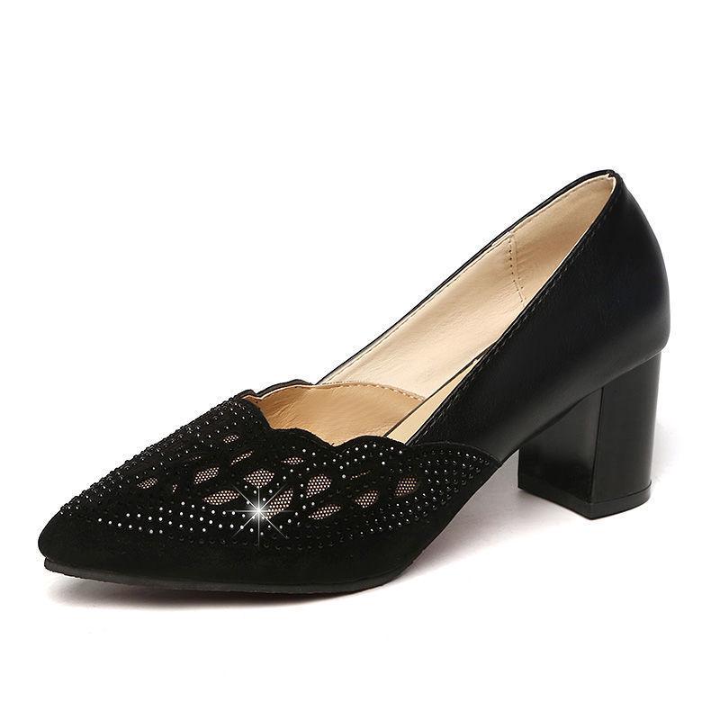 RUIYANQI Women's Trendy Square Toe PU Leather Slip On Chunky Heel Loafers Closed Toe Patchwork Platform High Heel Office Pumps Shoes Silver Women