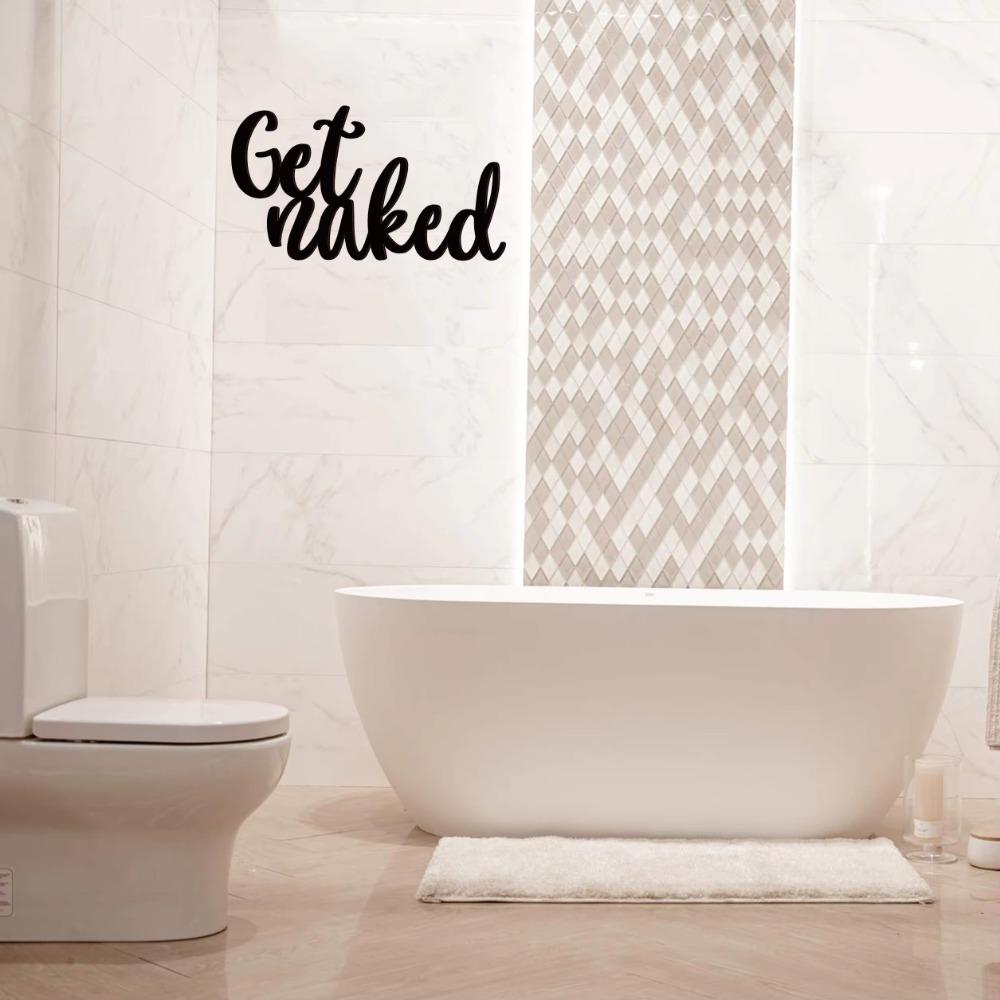 Interesting Bathroom Wall Sign Naked Metal Letter Art Unique Farmhouse Decor for Bathroom & Restroom Stylish Wall Decorations