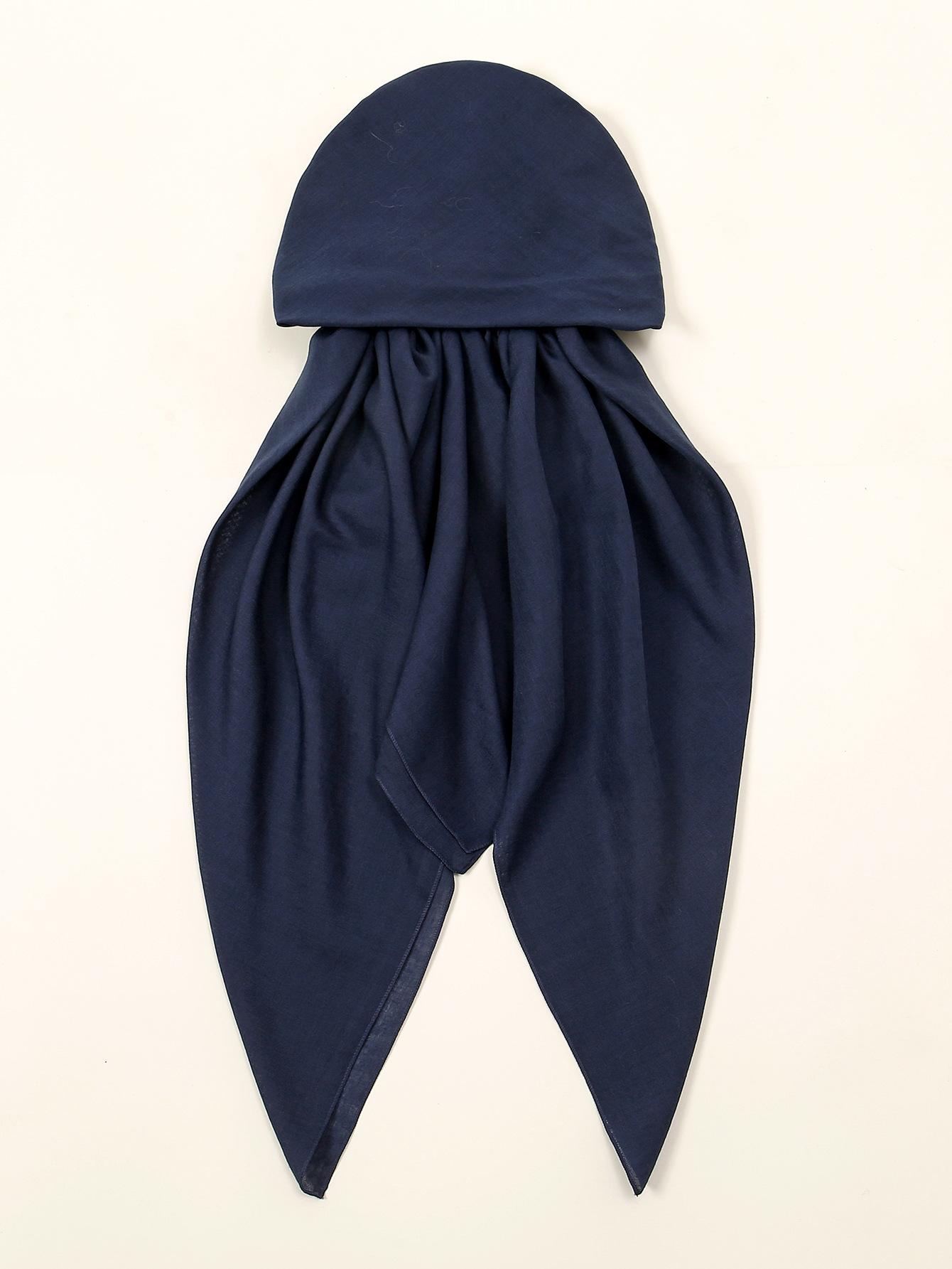 Новая этническая эластичная шапка-платок, треугольный платок, головной убор, универсальная европейская и американская шапка-пуловер с двумя хвостами 75X25CM