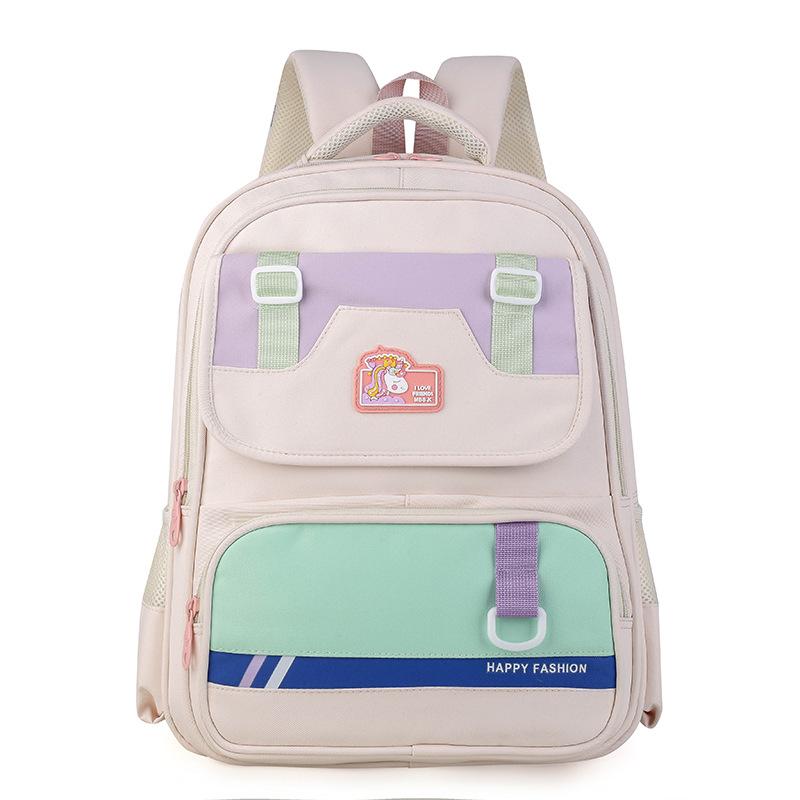 Tide Large Capacity Children'S Backpack Foreign Color Contrast Boys And Girls Backpack Kindergarten Primary School Bag