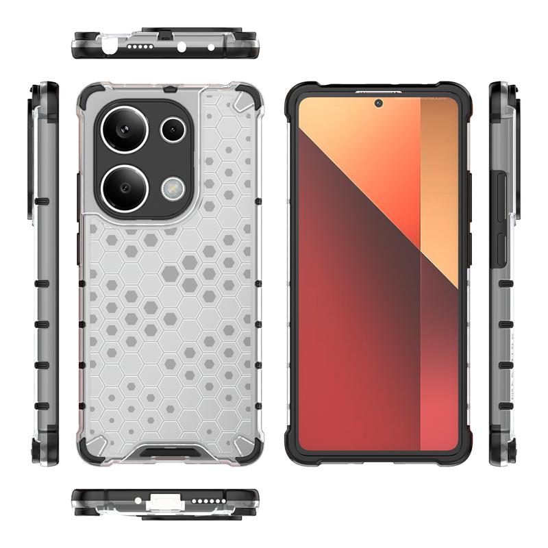 Shockproof Transparent Case For Xiaomi Poco M6 Pro Honeycomb Armor Case For Poco M6 Pro Case Cover For Poco M6 M 6 Pro 6.67inch