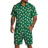 Conjunto Casual de Top Ligero Transpirable Estampado para Hombre y Shorts con Cordón