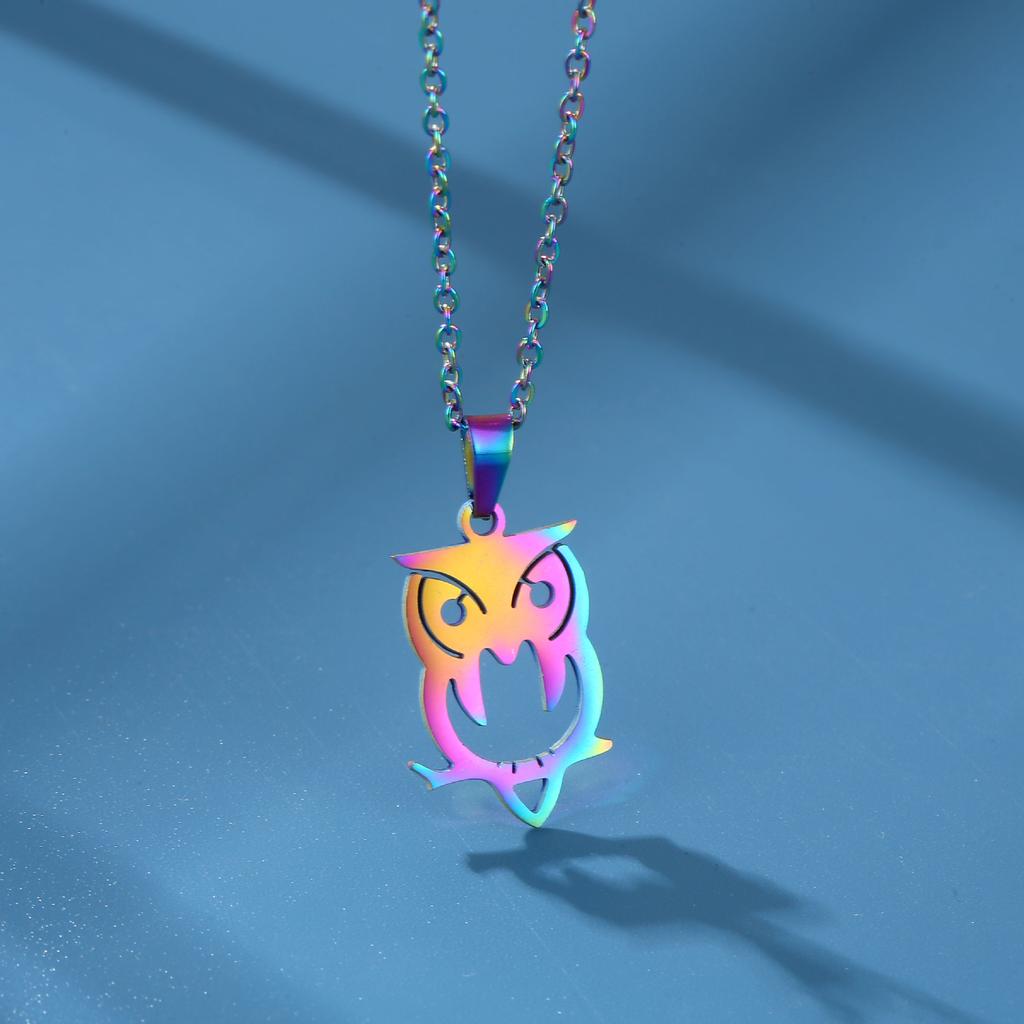 RUI RUI YU Fashion Unique Colorful Animal Owl Necklace Jewelry Sets for Women Stainless Steel Cute Bird Earrings Kids Christmas Gift