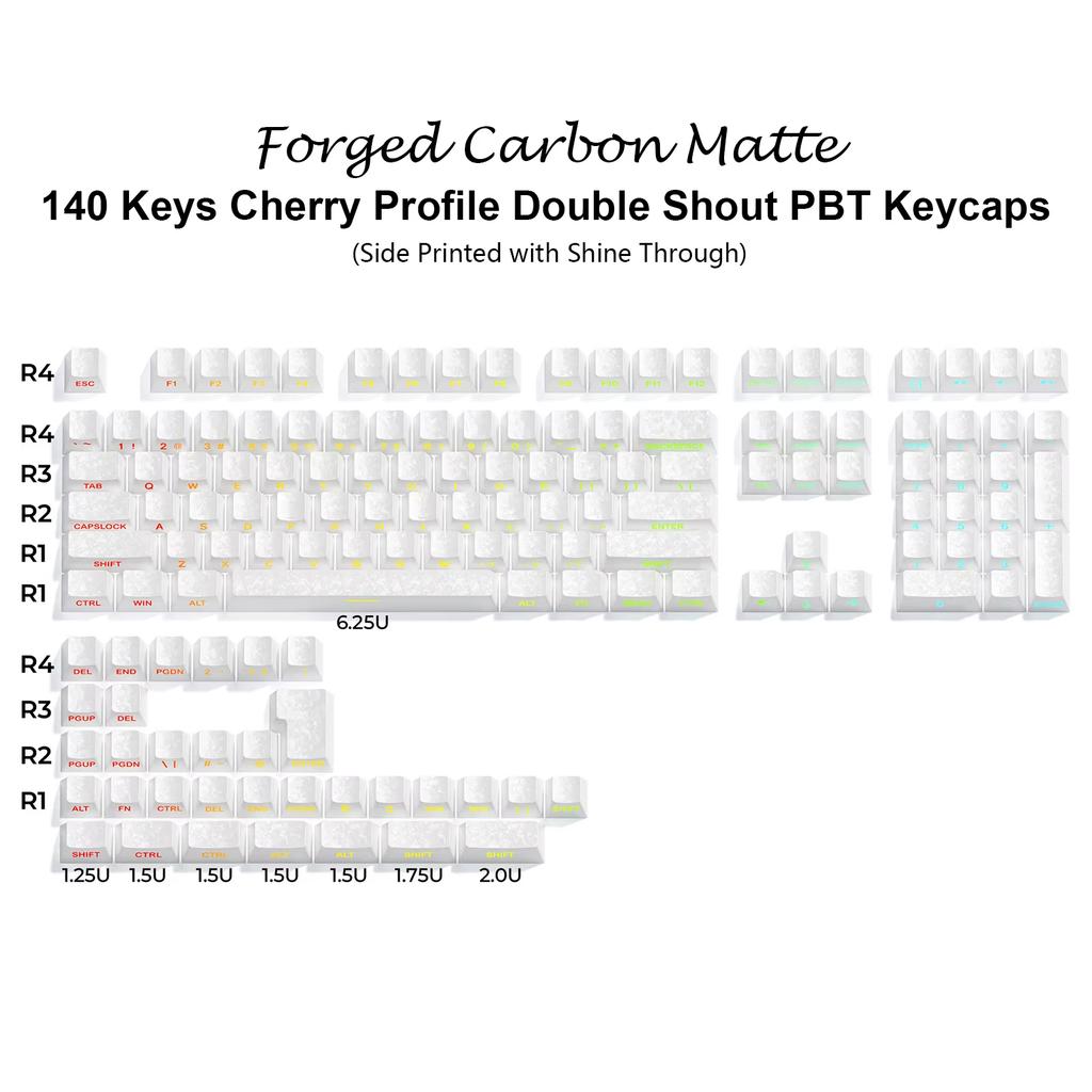 135 Keys Gradient Green Shine Through Keycaps Side Printed PBT Double Shot Keycaps OEM Profile for MX Switches Gaming Keyboards