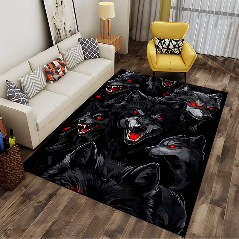 Fierce Wolves with Red Eyes Suitable As a Non-slip Mat for the Living Room or Bedroom Sofa