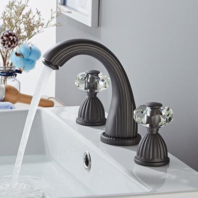 Basin Faucet Gun Grey Bathroom Sink Faucet 3 Hole Widespread Gold/Black/Chrome Basin Mixer Hot And Cold Water Tap New