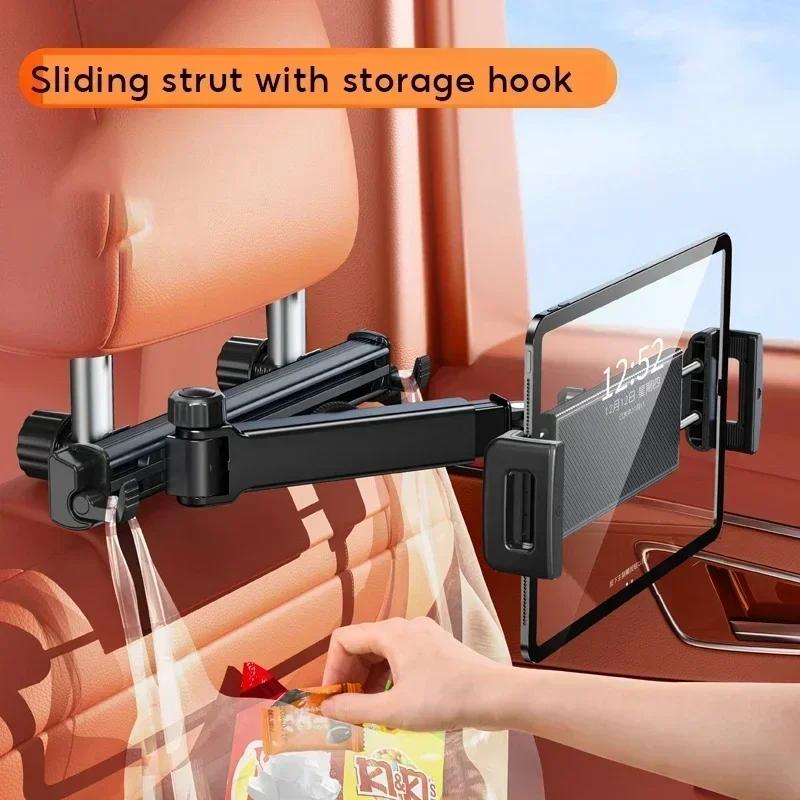 

Eary Tablet Holder Mount for Car Headrest Back Seat 360 Rotate Phone Stand Long Arm Adjustable With 2 Hook Fit for 4.7-12 Device