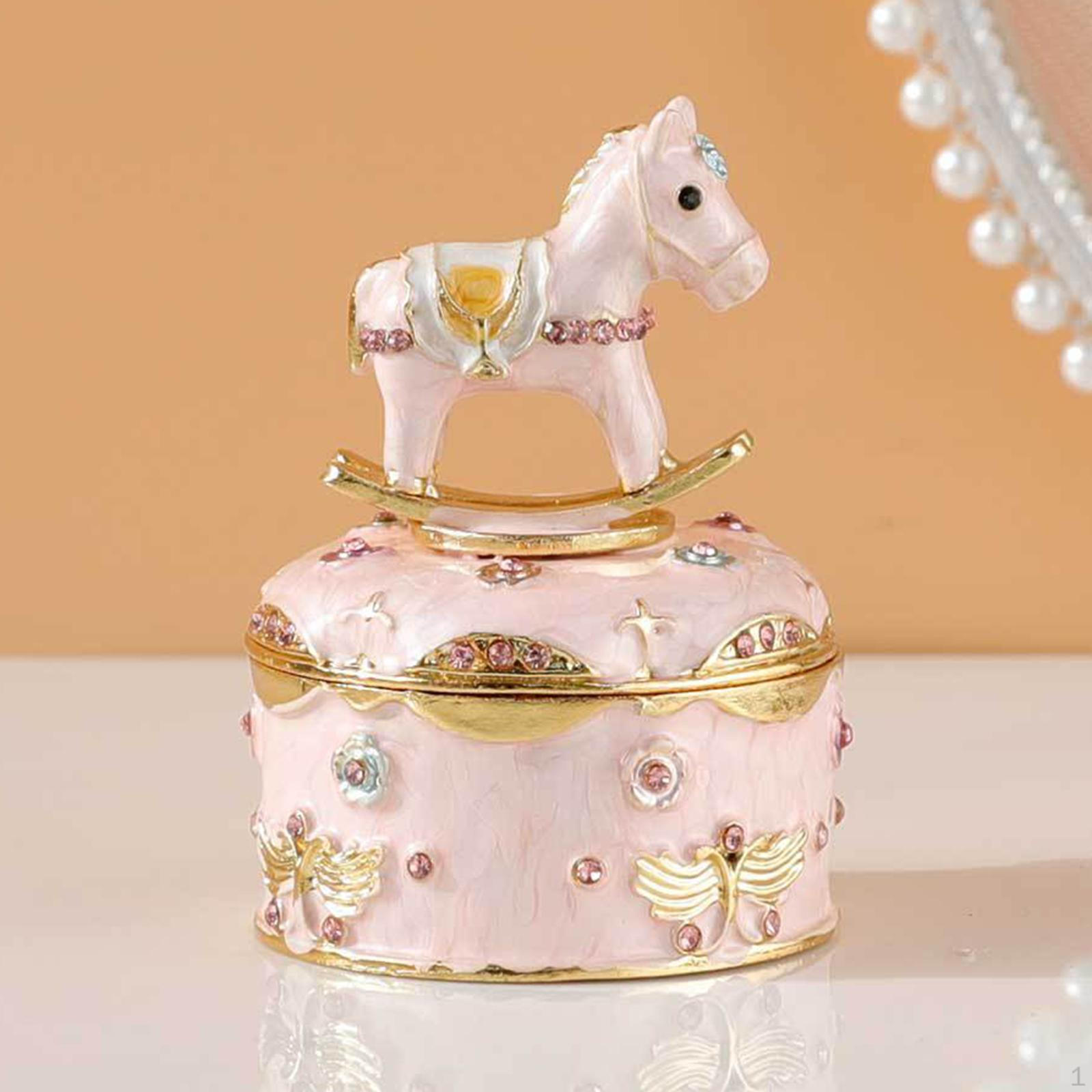 

Шкатулка для украшений Мини безделушка Декор Подарок другу Художественное произведение Настольное украшение Миниатюрная фигурка лошади для розовый