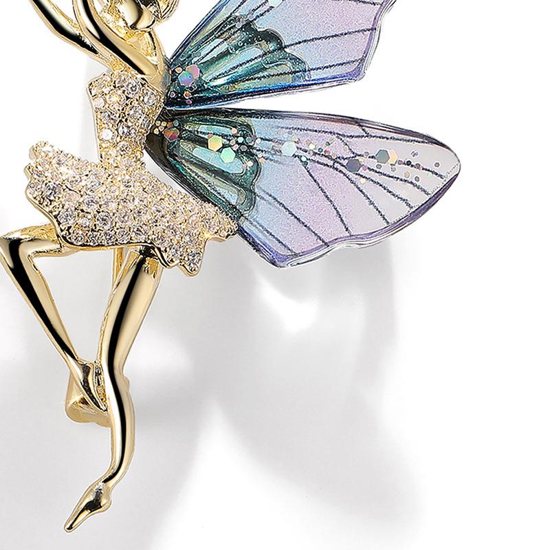 1Pc Women Brooch Fashion Style Cute Elf Insects With Crystle Wings Lapel Pins Luxury Jewelry Party Accessories