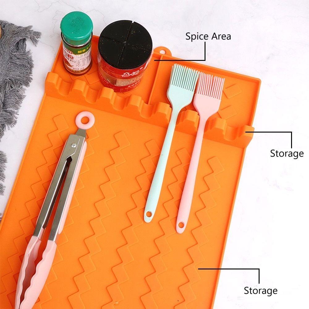 Textured Grill Mat Silicone Grill Buddy Mat Portable Mat Grill Tool Tray  BBQ Tool Storage