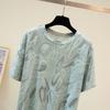T-shirt Women Versatile Summer Casual Large Size Loose Round Neck Pullover Short-sleeved Tops