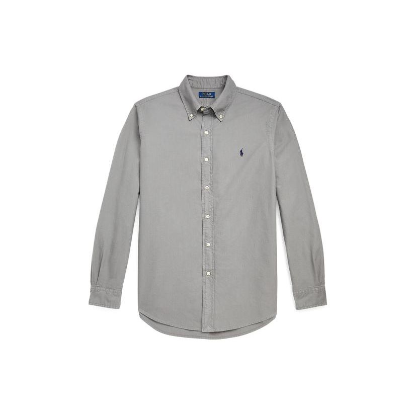 

Polo Ralph Lauren FW22 Однотонная рубашка с вышивкой логотипа, с длинным рукавом, мужская, рубашки, серый, MNPOWOV16822684-020 XXL