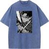 Levi Ackerman Manga Print T Shirt Attack On Titan Streetwear Men Women High Quality Cotton T-shirts Harajuku Retro Washed Tshirt