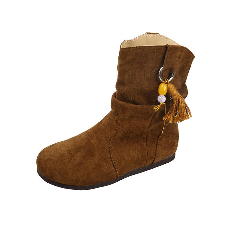 

Women s flat bottom thin fall and winter lightweight outdoor hiking non-slip shock-absorbing fashion versatile sports and leisure short stacked boots 35 верблюд