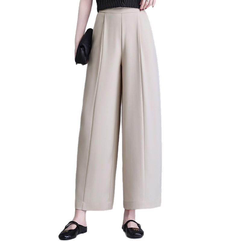 High-Waisted Wide-Leg Pants for Middle-Aged & Elderly Women - Spring/Summer Thin Style & Autumn/Winter Long Straight-Leg Design