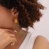 European-INS Style C-Shaped Titanium Steel Earrings for Women, Hollow Carved, Non-Fading