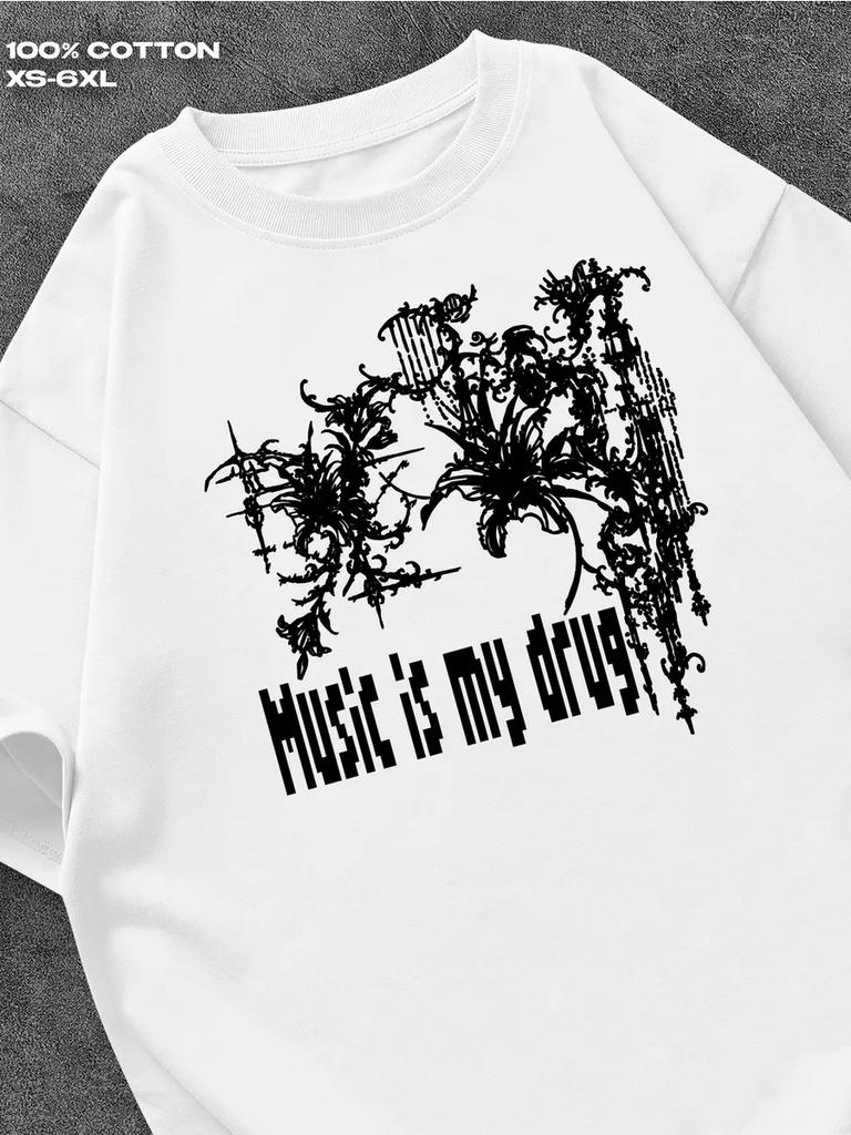 Music Is My Drug Graphic Print T-shirt