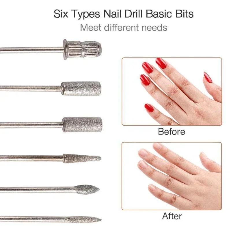 Nail Drill Set 6Pcs of Milling Cutter UV Gel Polishing Removing Accessories As Dead Skin Tools Foot Treatment Nails Art Supplies