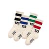 Trendy Striped Number Mid-Crew Skating Socks for Kids