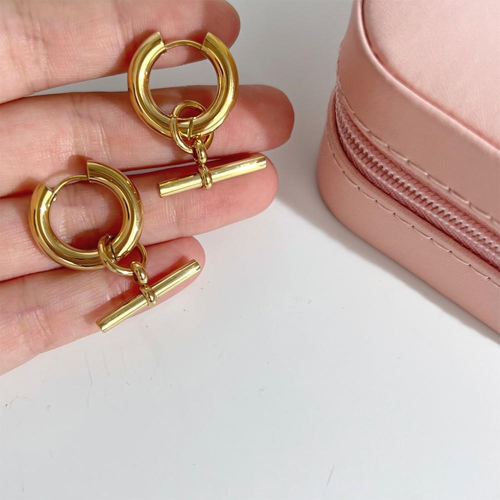 

Минималистичные серьги-подвески из нержавеющей стали с покрытием из 18-каратного золота, женские серьги-кольца Huggie, ювелирные изделия 8mm золотой