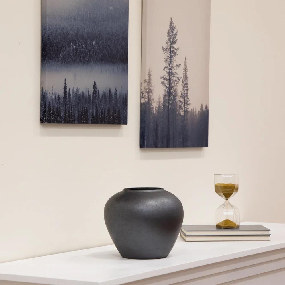 Ceramic Round Urn Vase Decorative Home Accent Ideal Fresh Flowers Dried Stems Indoor Use Graceful Curves Sophisticated Design