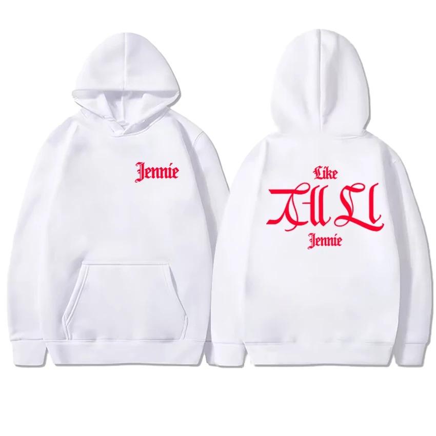

2026 New in Like JENNIE Ruby Album Single Double Sided Printed Hoodie Unisex Fashion Y2k Pullover Men Women Fleece Sweatshirt 4XL чёрный