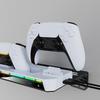 Supporto a Parete con Caricabatterie Doppio per Controller Luce RGB Supporto Caricabatterie in Metallo da Appendere a Parete per PS5 e PS5 Slim Versione a Disco e Digitale