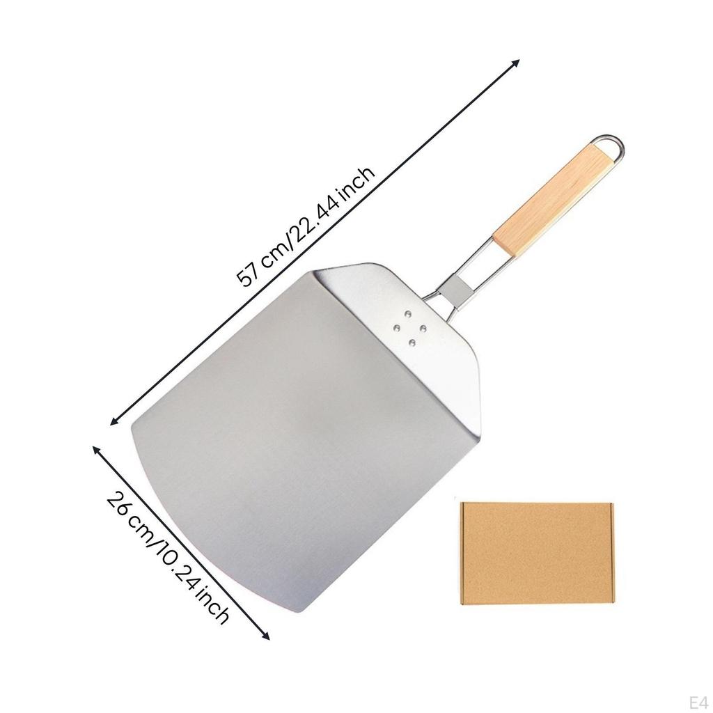 Pizza Peel Foldable with Wooden Handle Folding Oven Tool for Home Cooks, Bakery