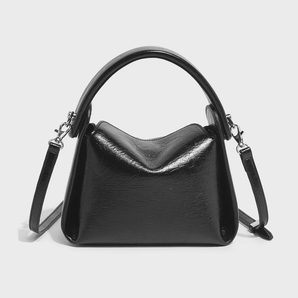 Geantă de mână crossbody moale crăpată pentru femei Primăvara/Vara 2024 - Design șic, simplu, cu un umăr