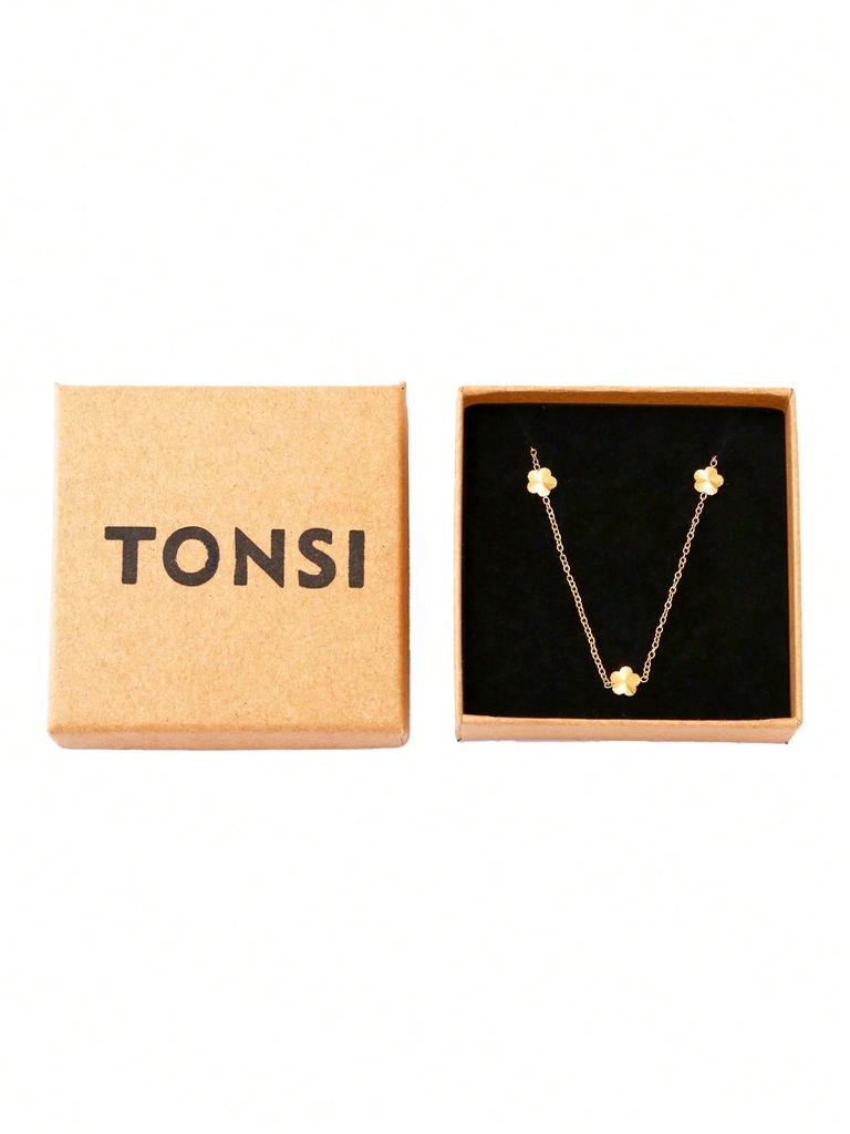 1 Piece Classic Fashion 5 Leaves Flower Pendant Necklace, 18K Gold Plated Stainless Steel Chain, Gift for Mother, Friends, Wife