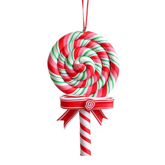 Christmas Lollipop Ornament Colorful Polymer Clay Peppermint Candy Cane Hanging Decoration Xmas Tree Holiday Party Home Decor Festival Gift