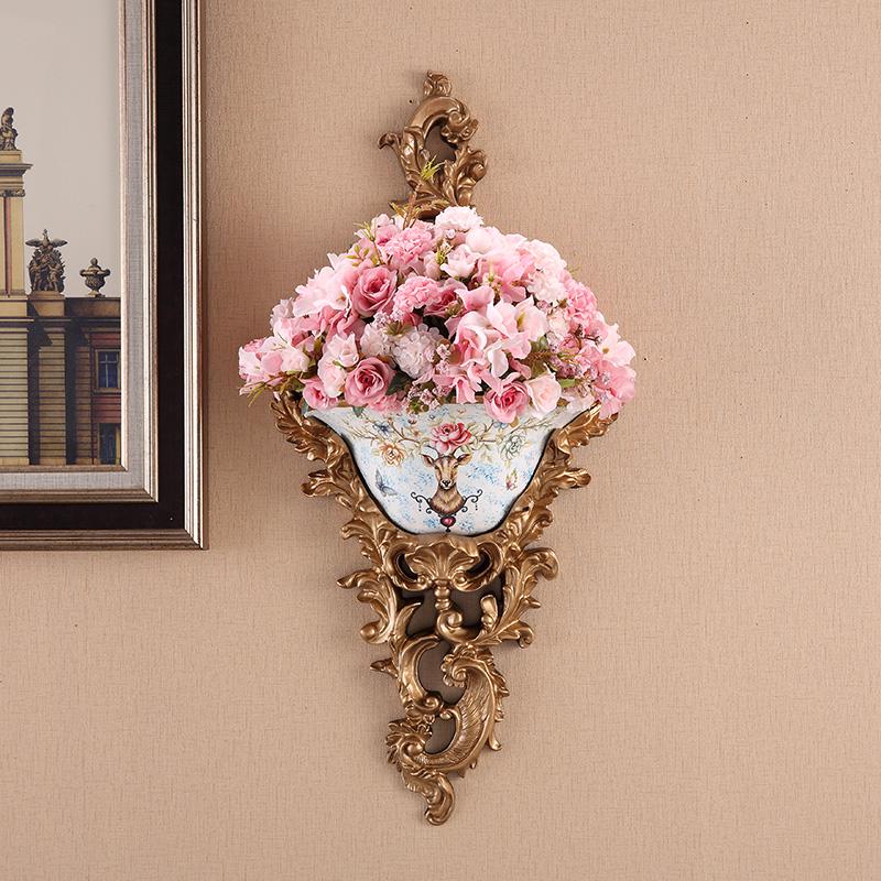 European Wall-Mounted Vase: Creative Resin Ornament for Retro Home Decor