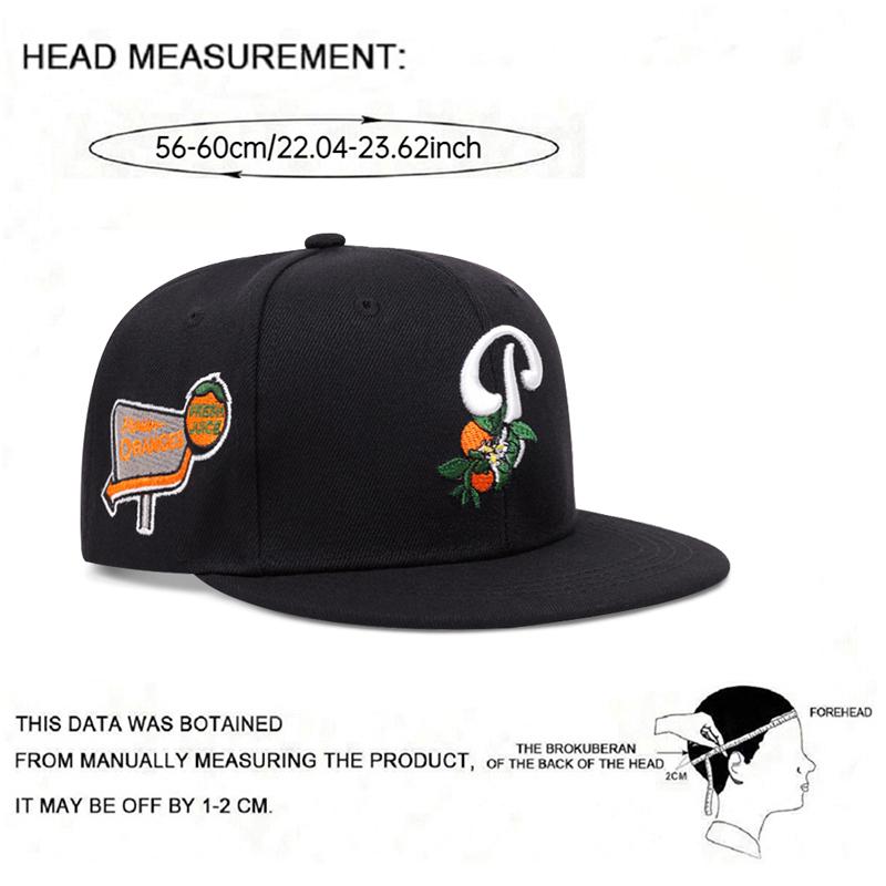 Creative New Flat Edge Hat P Leaf Fruit Embroidery Outdoor Leisure Sunshade Hat Baseball Hat Street Hiphop Hat